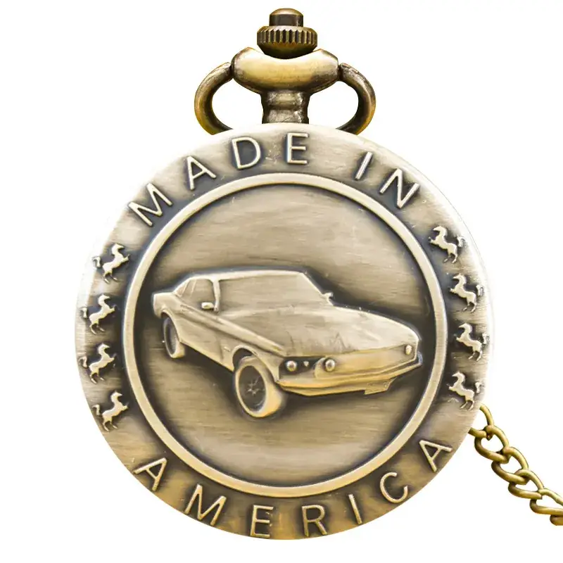 Classic Car Pocket Watch Quartz Antique Bronze Men Women Gift - Image 5