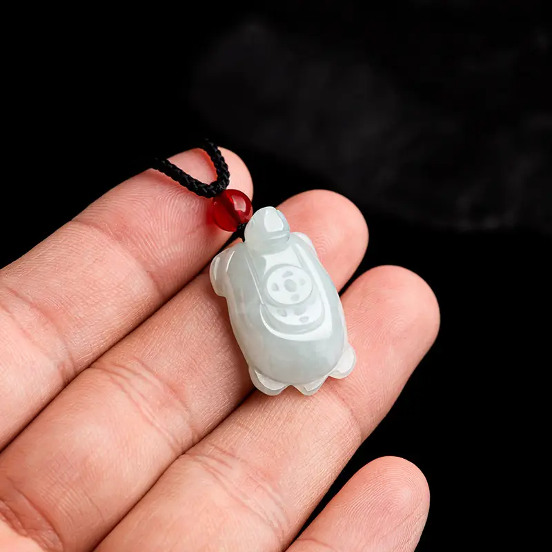 Natural Burmese Jade Lucky Turtle Pendant - Image 3