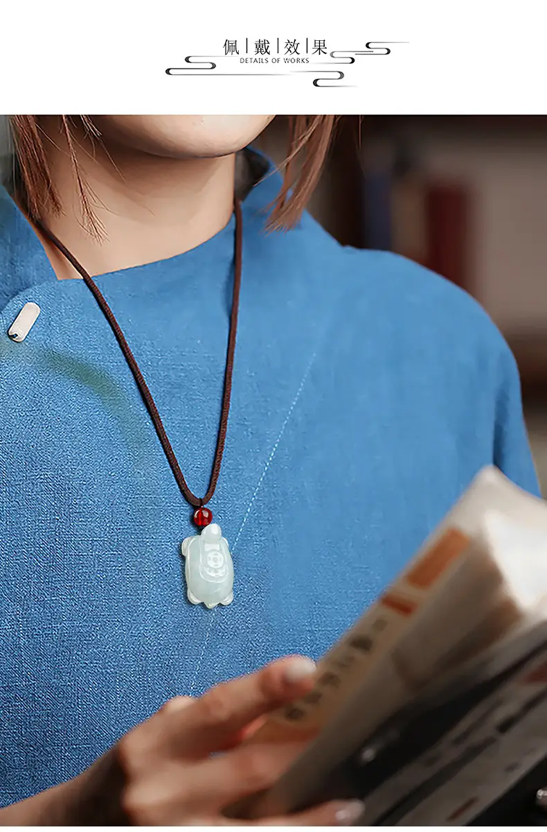 Natural Burmese Jade Lucky Turtle Pendant — feature 8