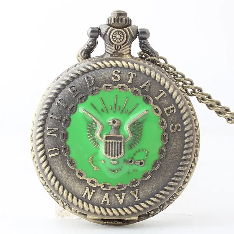 Harry European & American Genuine Quartz Pocket Watch Bronze Green