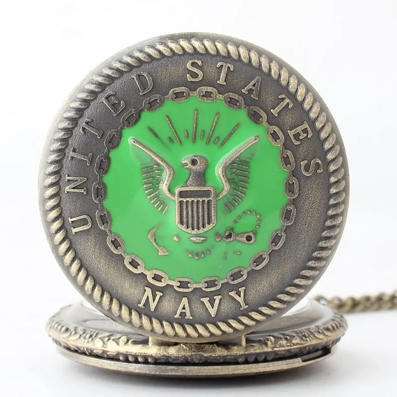 Harry European & American Genuine Quartz Pocket Watch Bronze Green - Image 4
