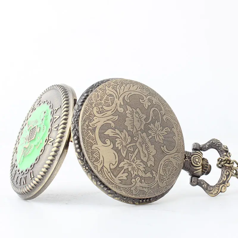 Harry European & American Genuine Quartz Pocket Watch Bronze Green — feature 8