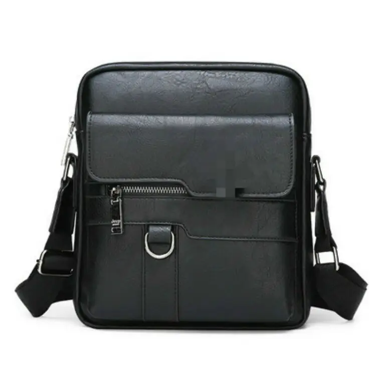 Men's Black Leather Shoulder Crossbody Bag - Image 2