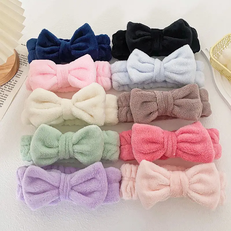 Soft Mint Green Bow Flannel Headband for Women