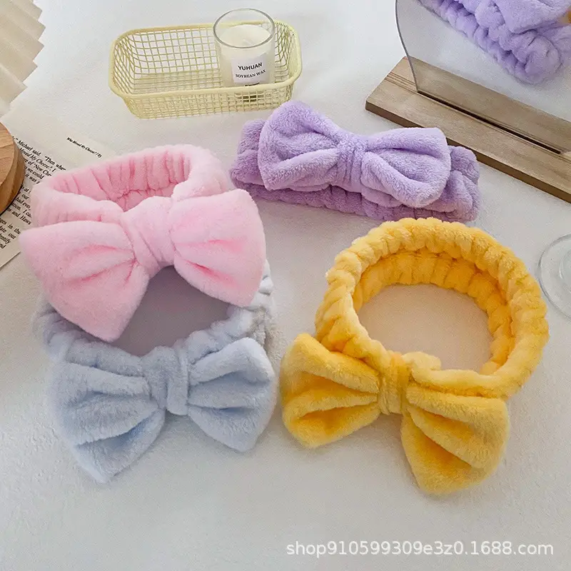 Soft Mint Green Bow Flannel Headband for Women