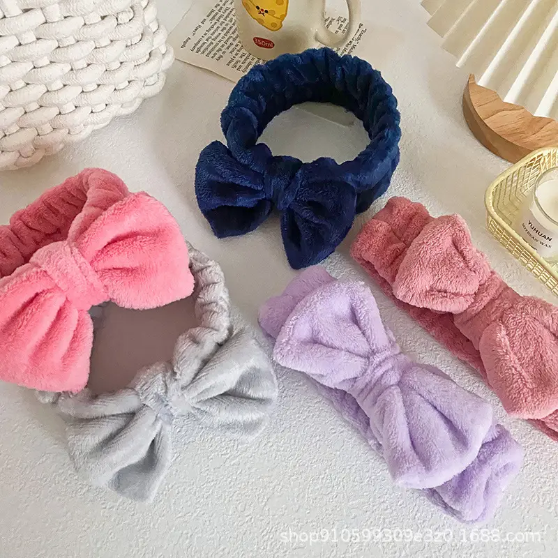 Soft Mint Green Bow Flannel Headband for Women