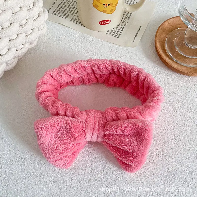 Soft Mint Green Bow Flannel Headband for Women