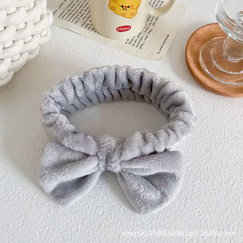 Soft Mint Green Bow Flannel Headband for Women