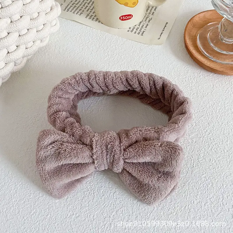 Soft Mint Green Bow Flannel Headband for Women