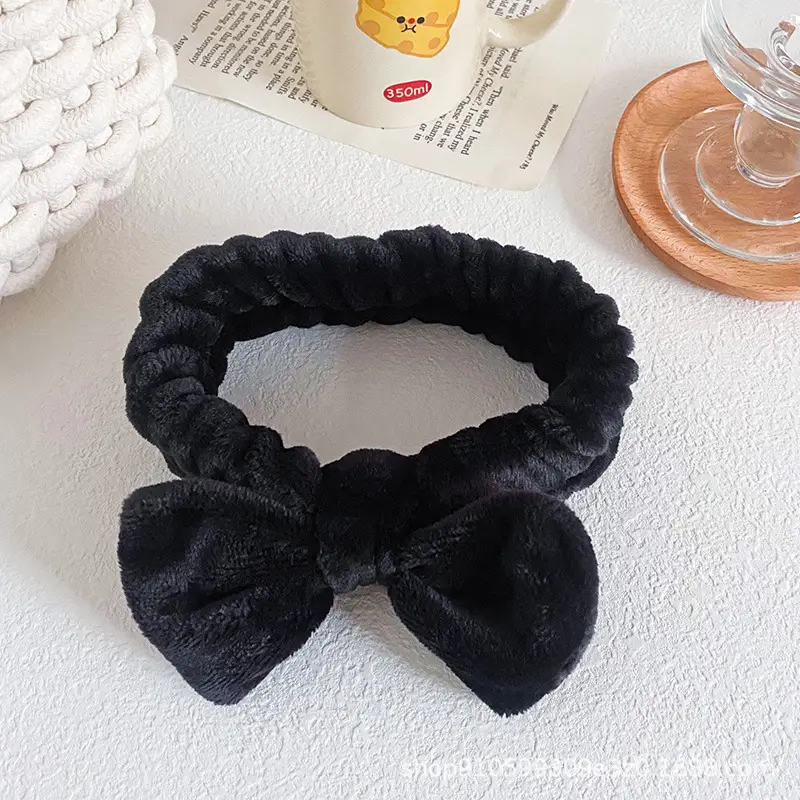 Soft Mint Green Bow Flannel Headband for Women