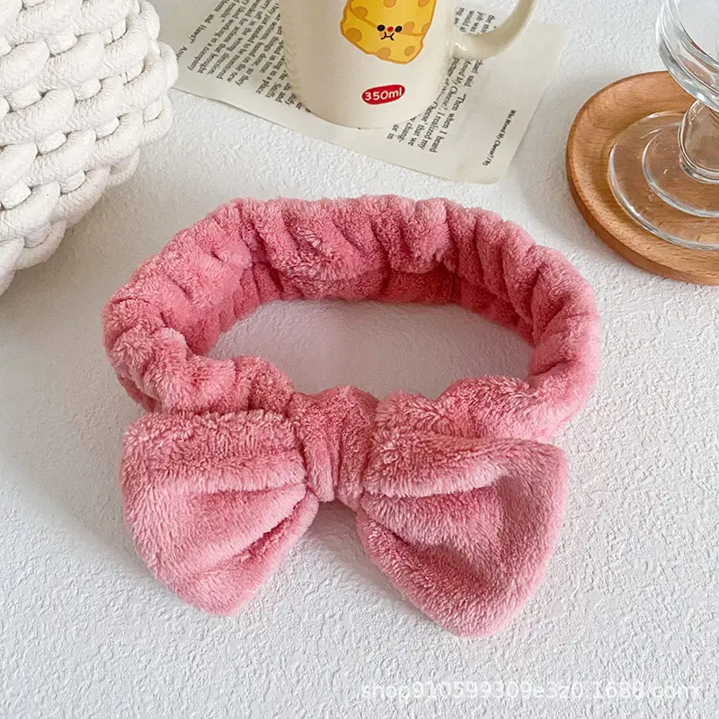 Soft Mint Green Bow Flannel Headband for Women