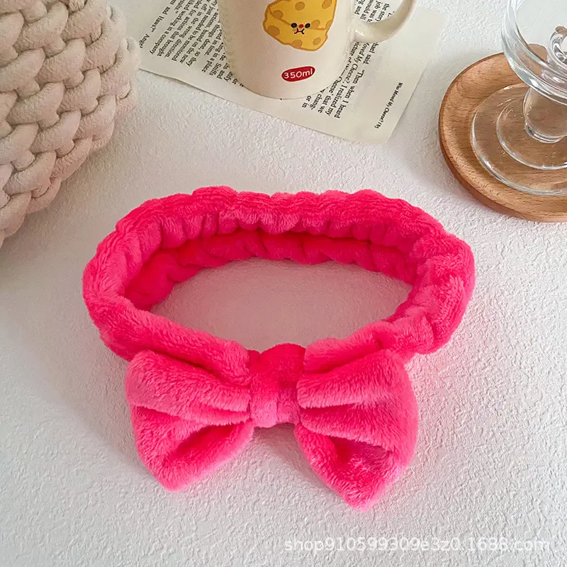 Soft Mint Green Bow Flannel Headband for Women