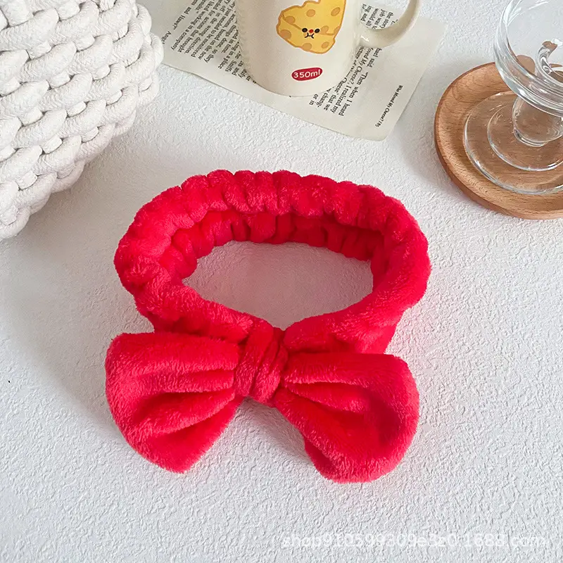 Soft Mint Green Bow Flannel Headband for Women