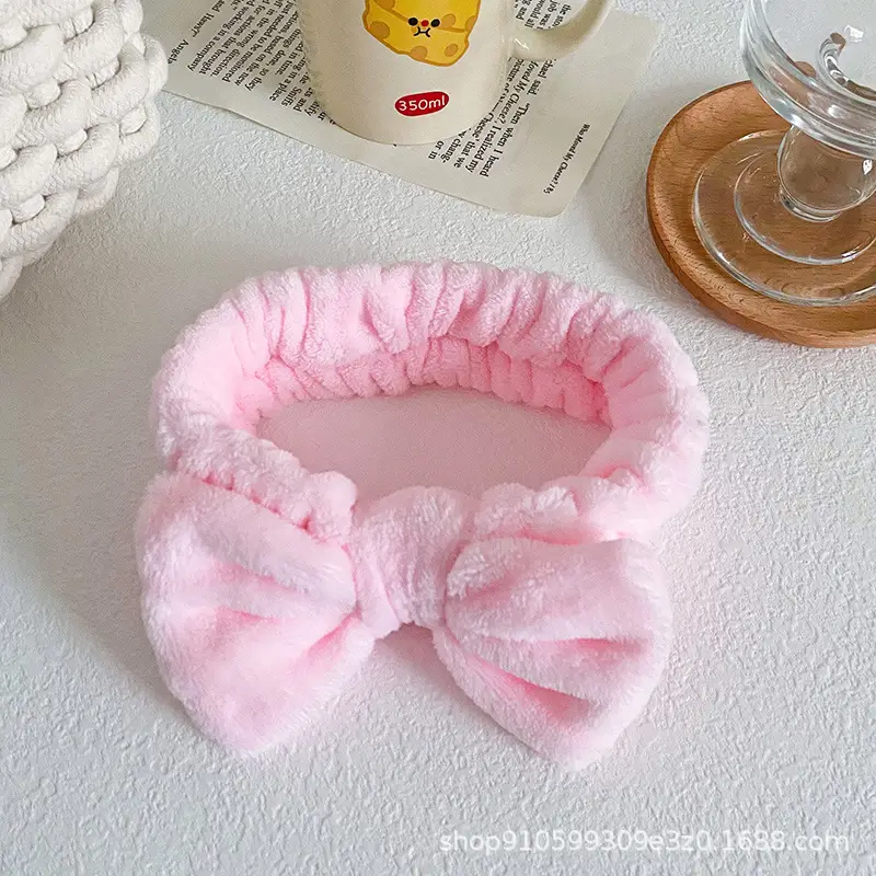 Soft Mint Green Bow Flannel Headband for Women