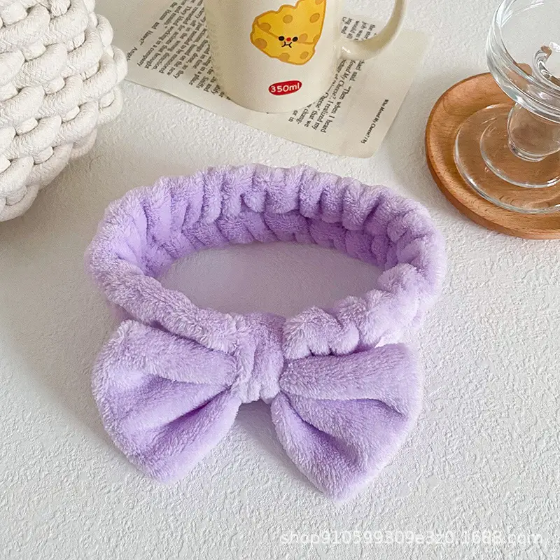 Soft Mint Green Bow Flannel Headband for Women