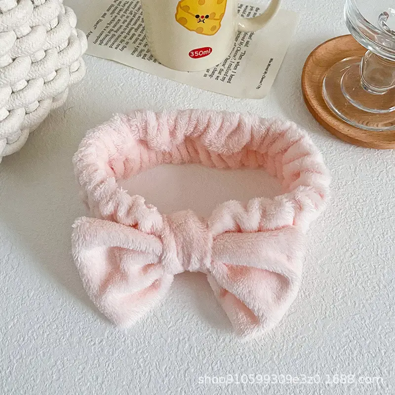 Soft Mint Green Bow Flannel Headband for Women