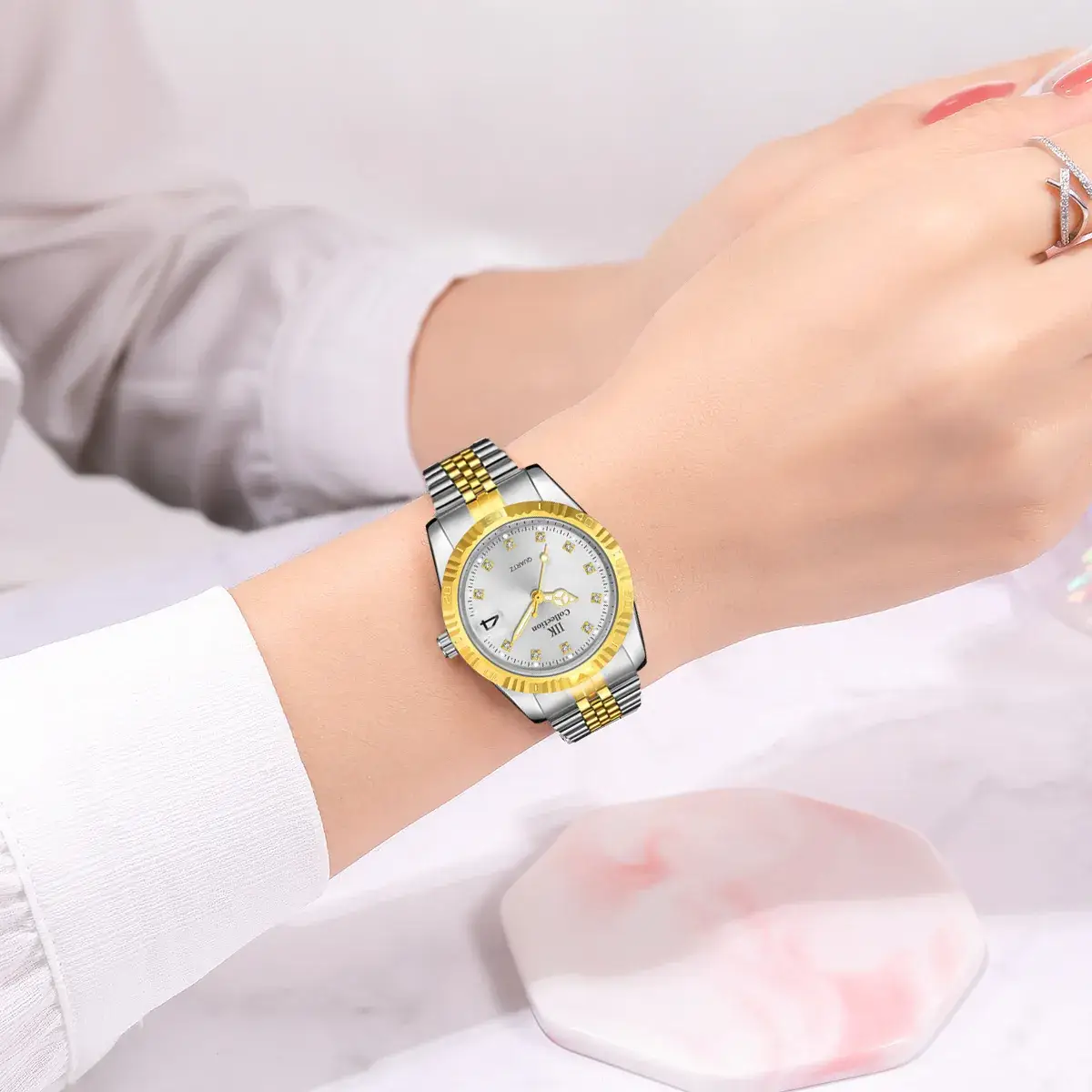 IIK Stainless Steel Blue Dial Quartz Watch for Women - Image 10
