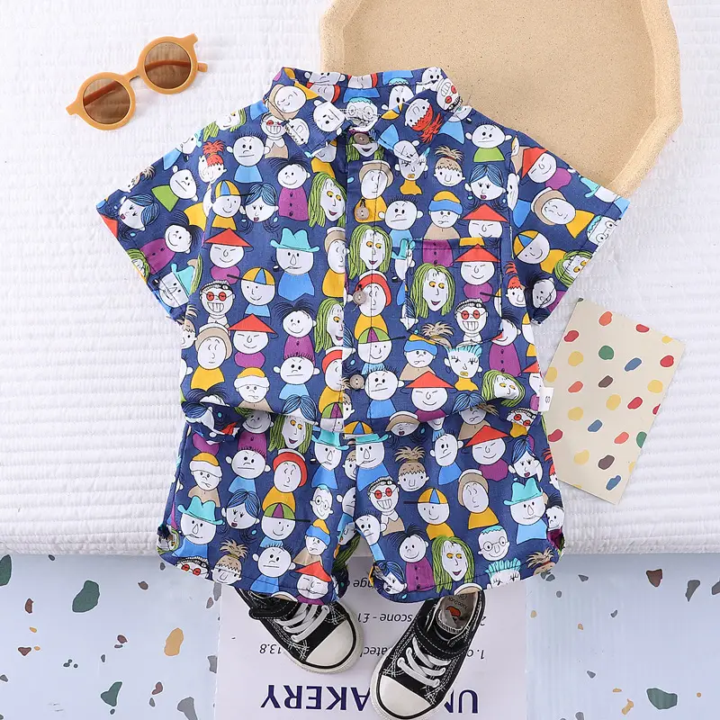 Boys' Printed Baby Lapel Shirt 3-5Yr Summer Cotton - Image 7