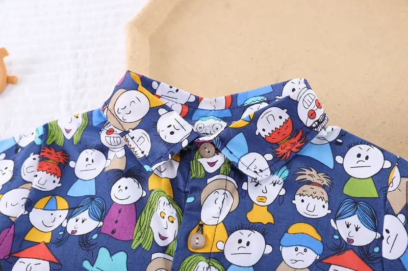 Boys' Printed Baby Lapel Shirt 3-5Yr Summer Cotton — feature 20
