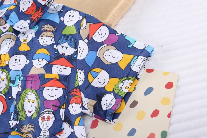 Boys' Printed Baby Lapel Shirt 3-5Yr Summer Cotton — feature 21