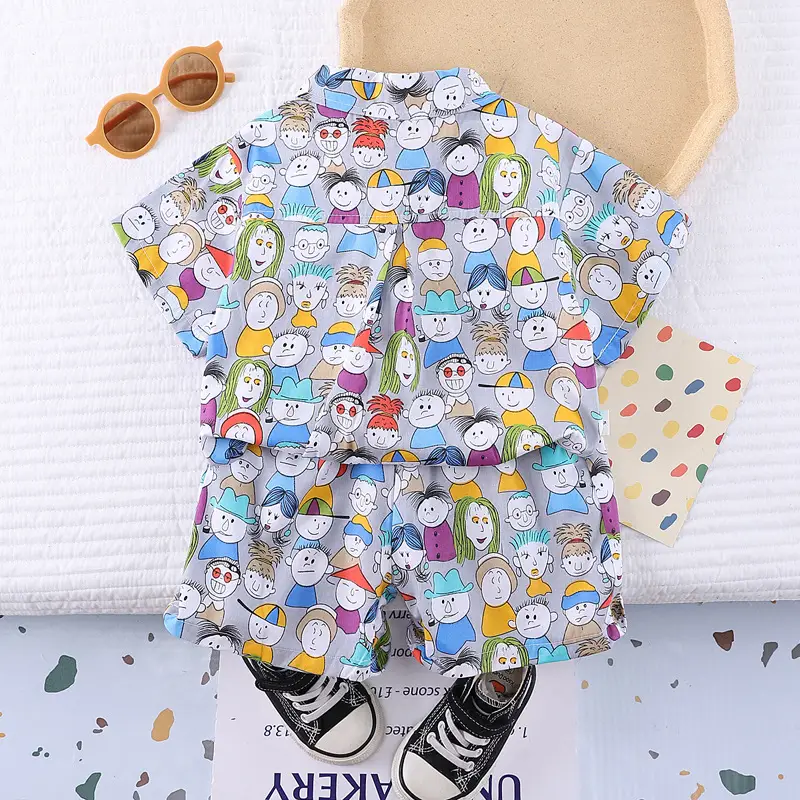 Boys' Printed Baby Lapel Shirt 3-5Yr Summer Cotton — feature 30