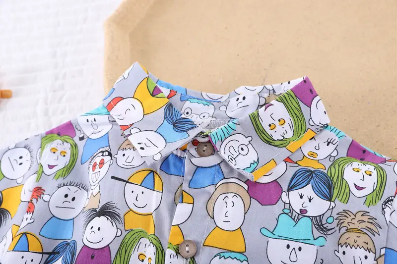 Boys' Printed Baby Lapel Shirt 3-5Yr Summer Cotton — feature 31