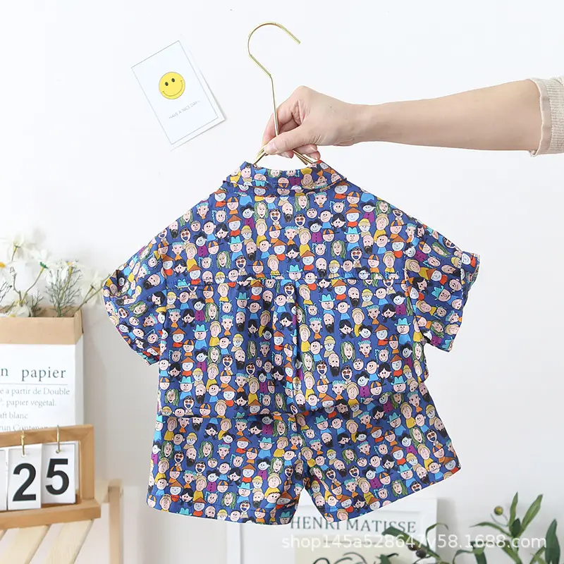 Boys' Printed Baby Lapel Shirt 3-5Yr Summer Cotton — feature 5