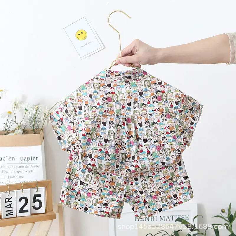Boys' Printed Baby Lapel Shirt 3-5Yr Summer Cotton — feature 6