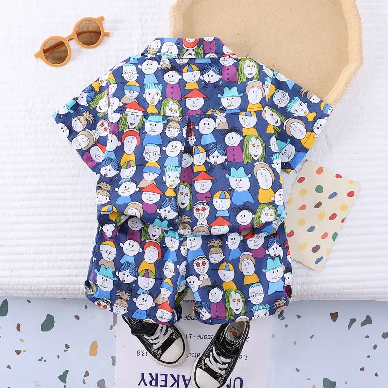 Boys' Printed Baby Lapel Shirt 3-5Yr Summer Cotton — feature 9