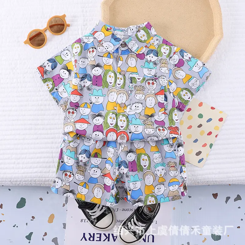 Boys' Printed Baby Lapel Shirt 3-5Yr Summer Cotton - Image 3