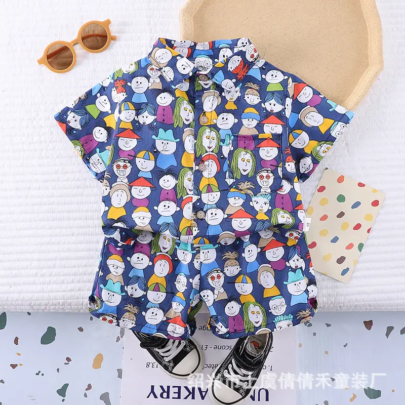 Boys' Printed Baby Lapel Shirt 3-5Yr Summer Cotton - Image 4