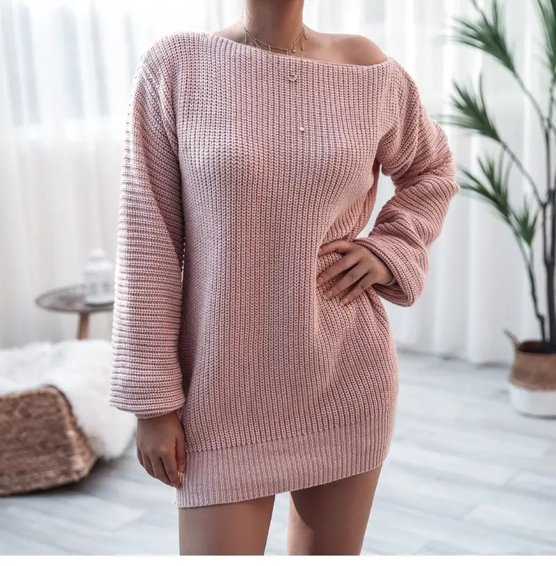 Black Knitted Off-Shoulder Women's Dress 2025