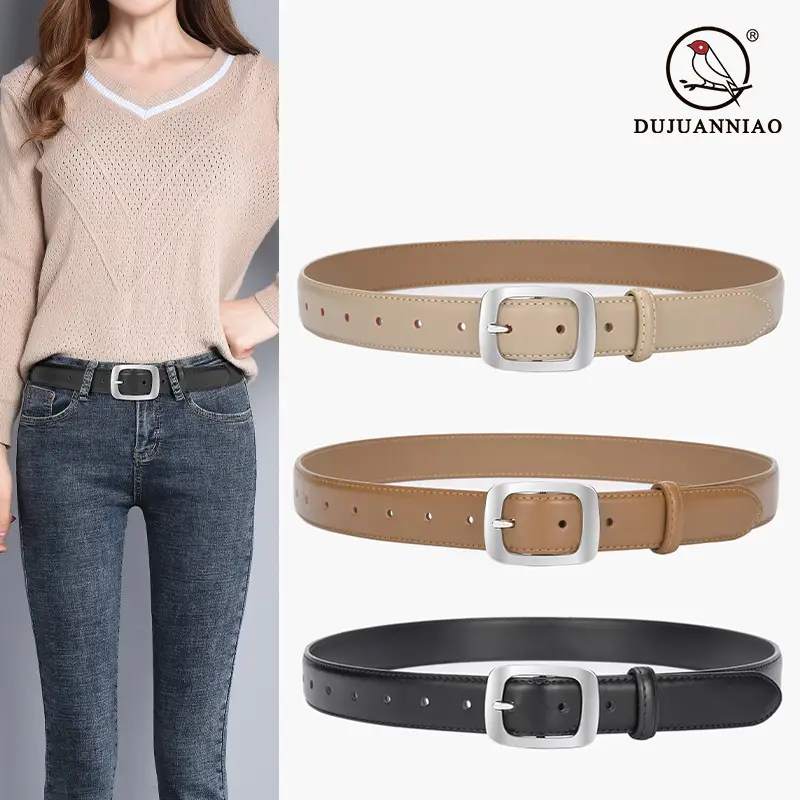 Women's Brown Cowhide Belt with Silver Buckle