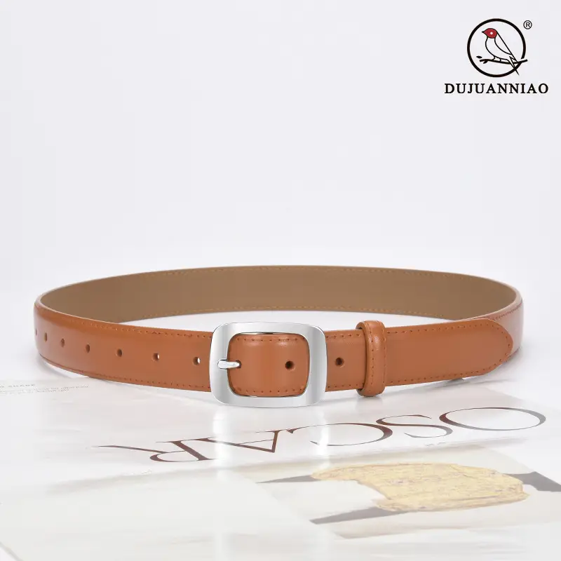 Women's Brown Cowhide Belt with Silver Buckle