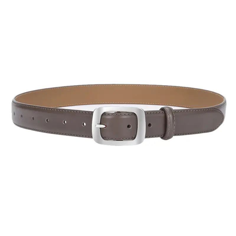 Women's Brown Cowhide Belt with Silver Buckle