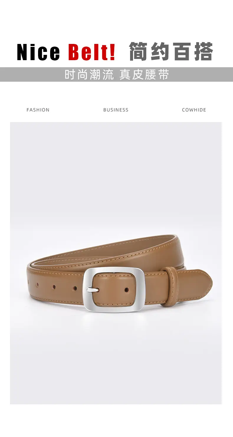Women's Brown Cowhide Belt with Silver Buckle — feature 14