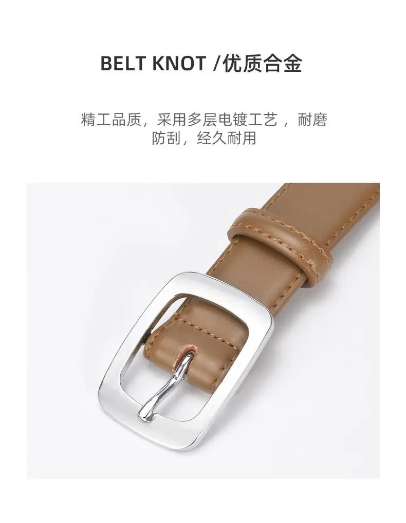 Women's Brown Cowhide Belt with Silver Buckle — feature 17