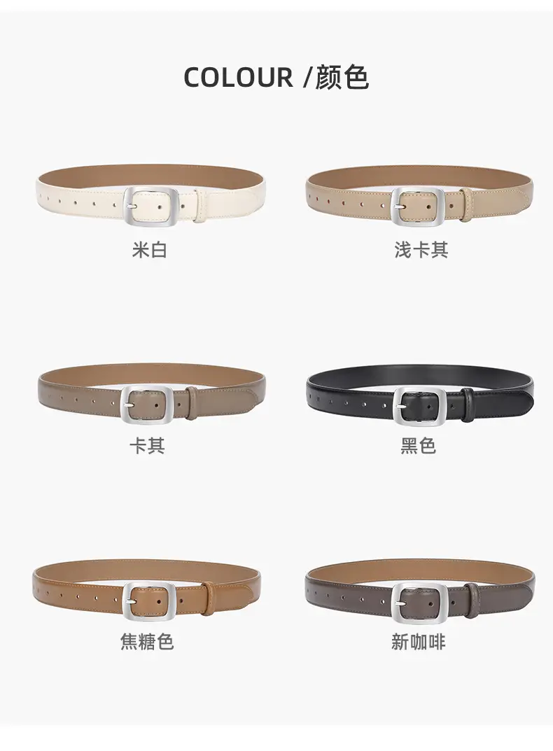 Women's Brown Cowhide Belt with Silver Buckle — feature 19