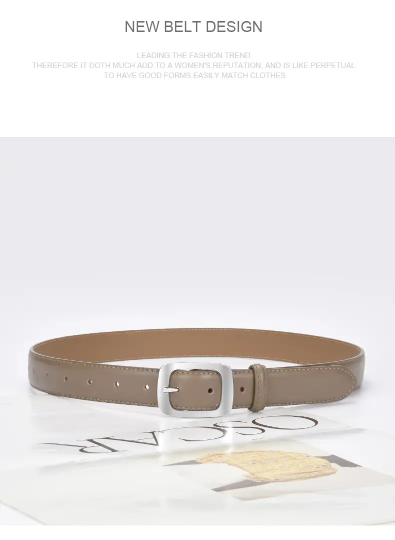 Women's Brown Cowhide Belt with Silver Buckle — feature 21