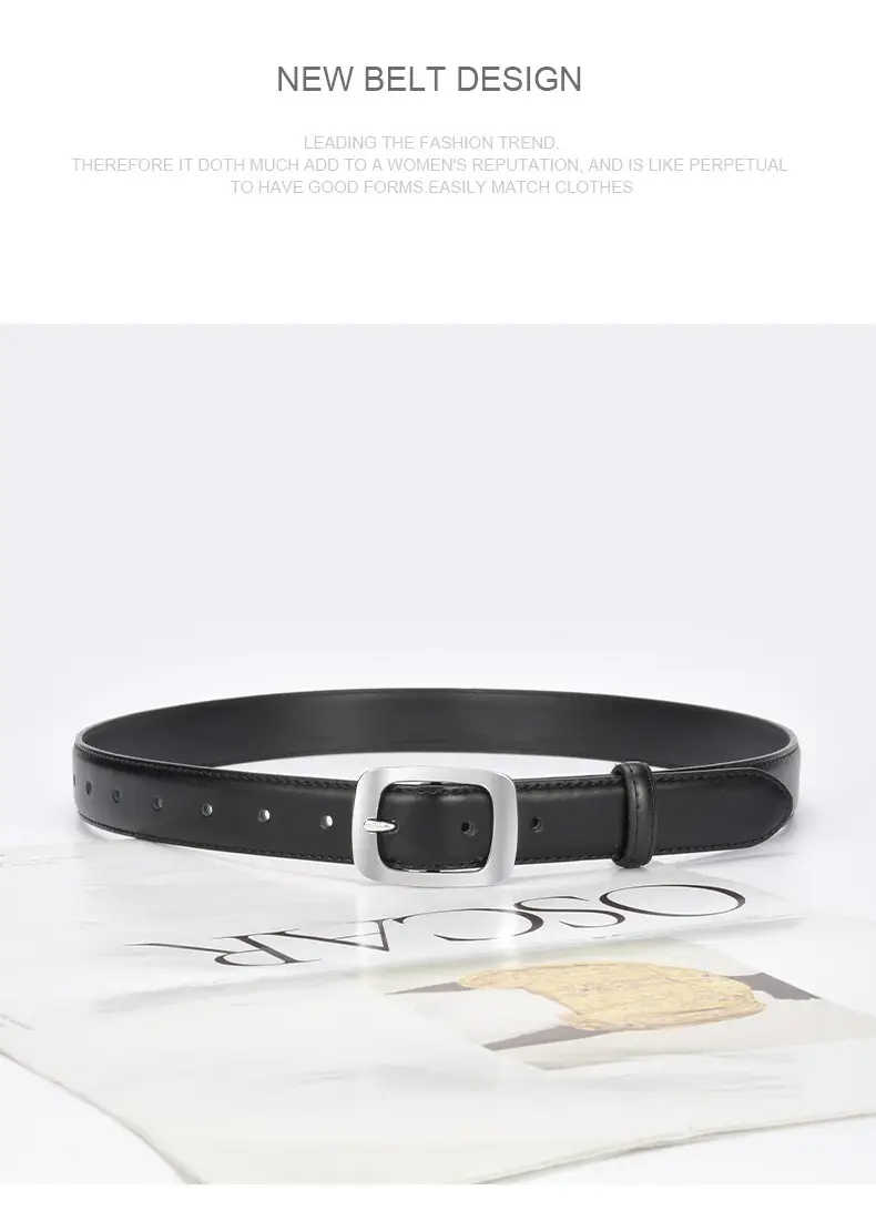 Women's Brown Cowhide Belt with Silver Buckle — feature 23