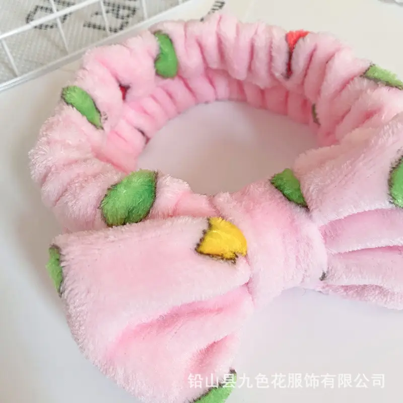 Plush Printed Bow Hair Band for Women - Image 9