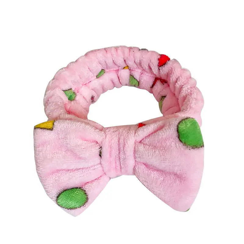 Plush Printed Bow Hair Band for Women - Image 11