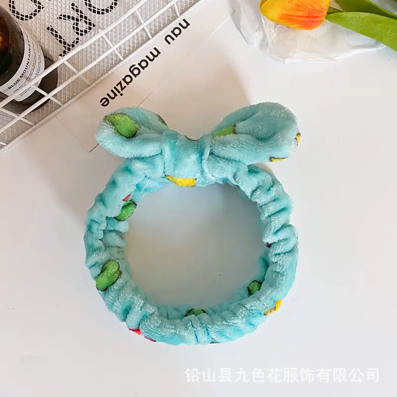 Plush Printed Bow Hair Band for Women - Image 6