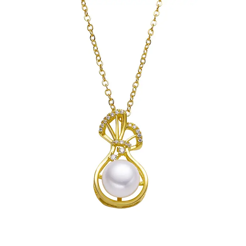 Korean Style Pearl Pendant with Diamond Design - Image 5