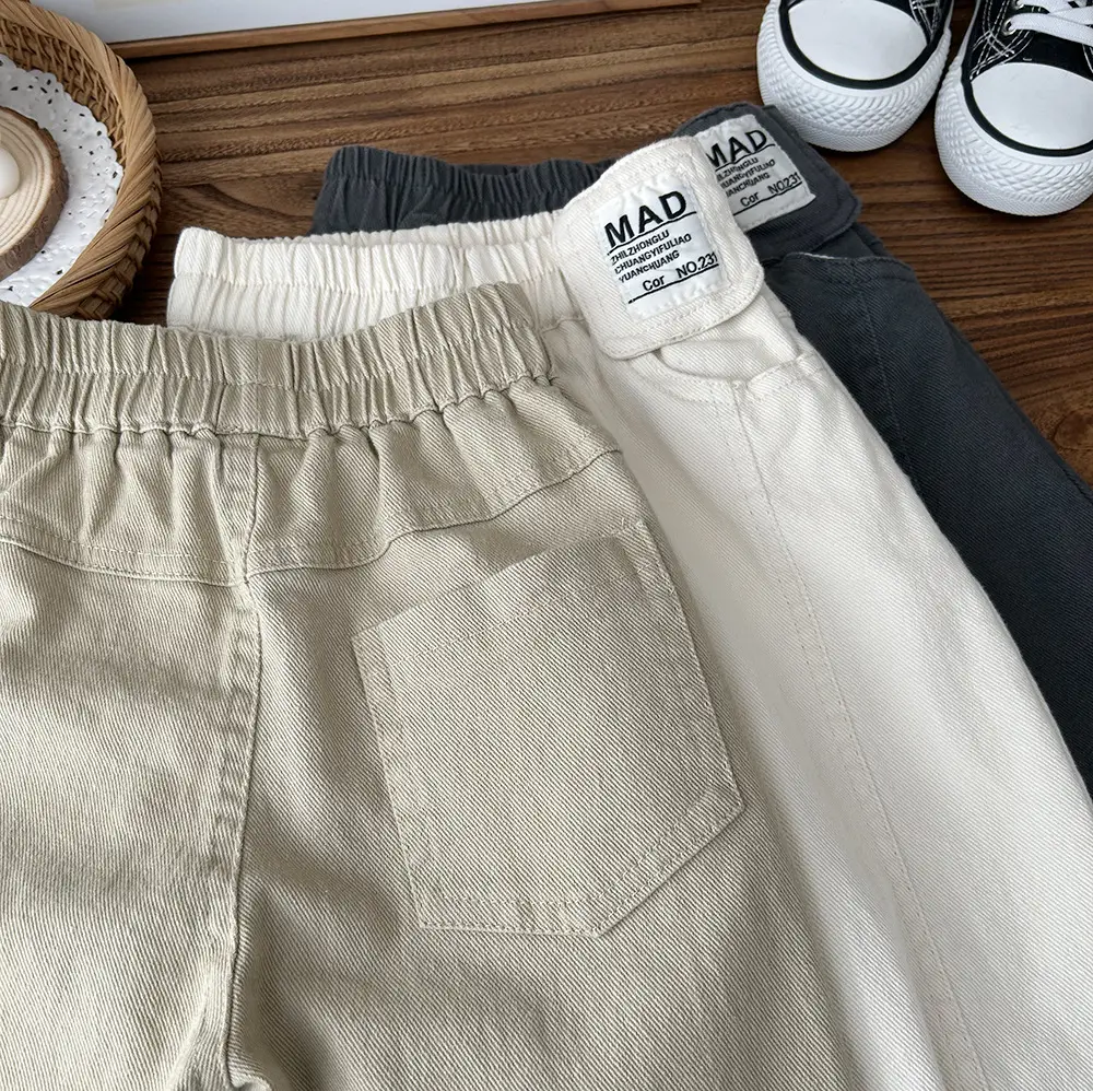 2025 Spring Boys Cotton Pants White Medium Large — feature 10