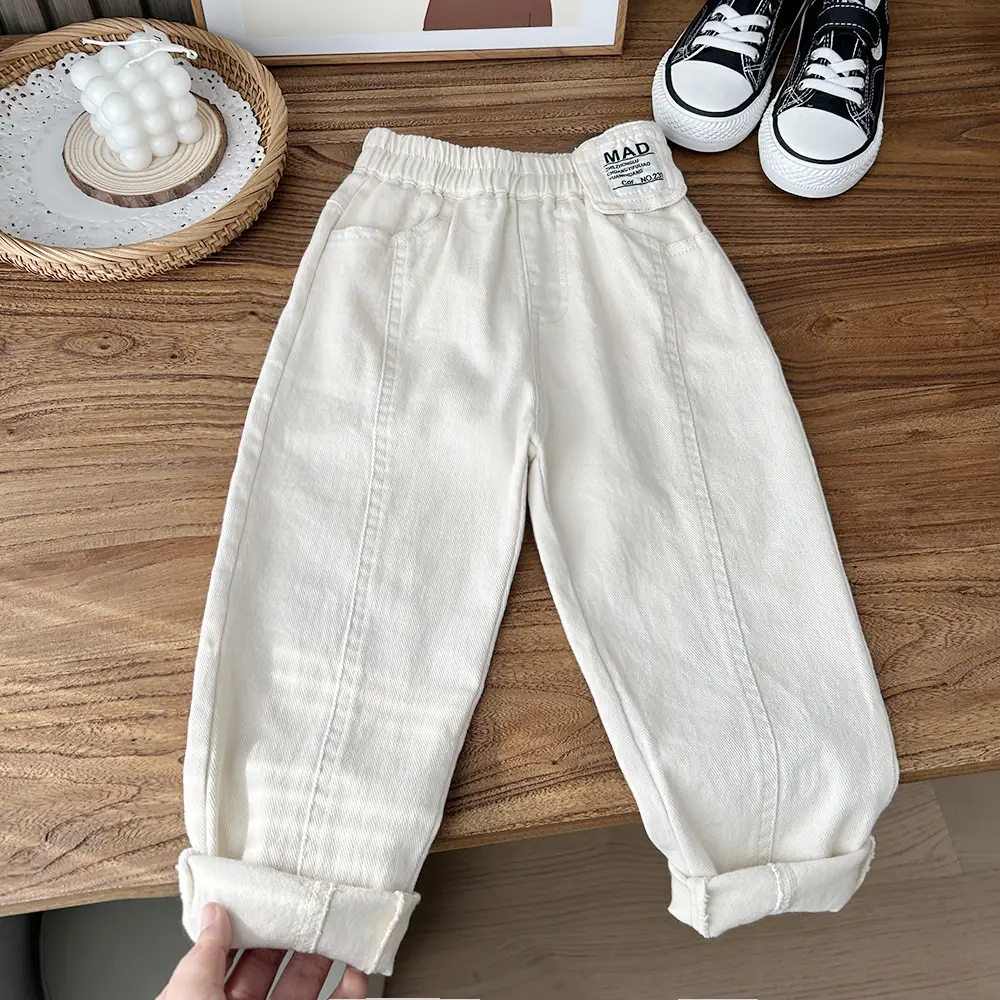 2025 Spring Boys Cotton Pants White Medium Large — feature 4