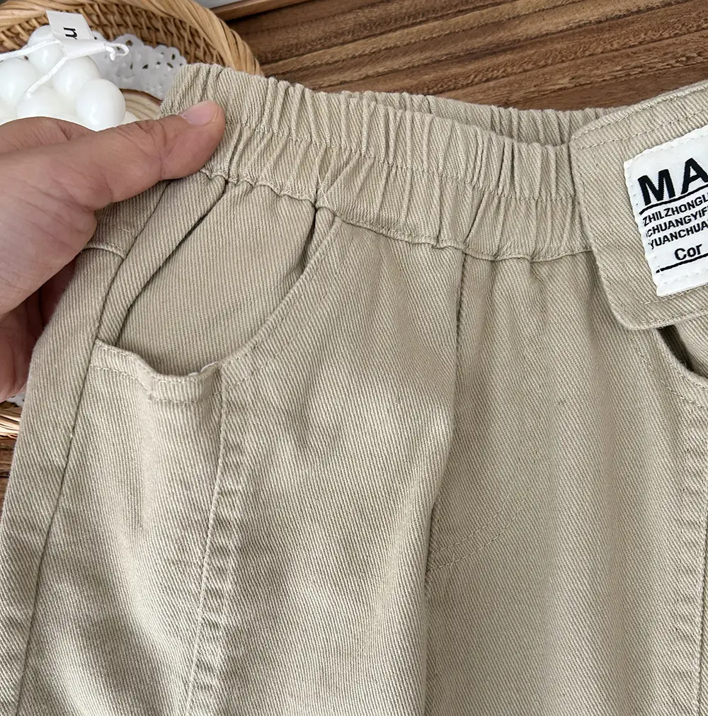 2025 Spring Boys Cotton Pants White Medium Large — feature 6