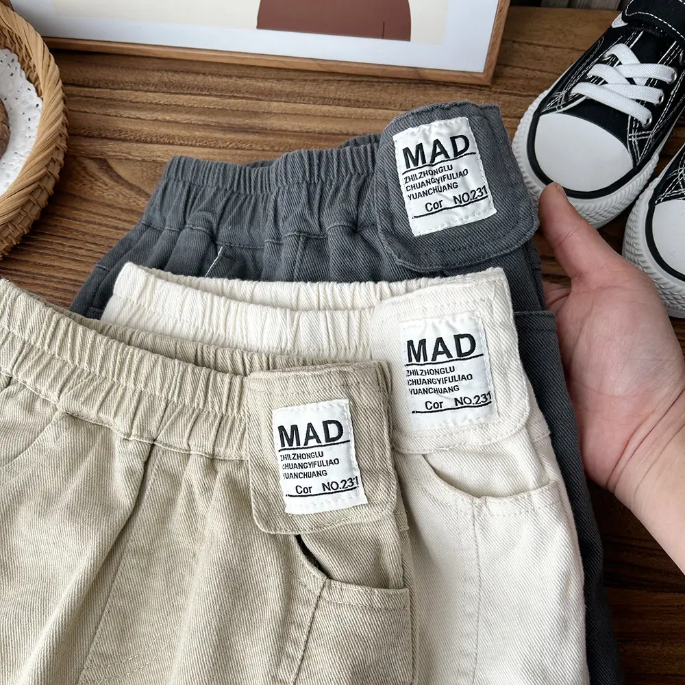 2025 Spring Boys Cotton Pants White Medium Large — feature 9