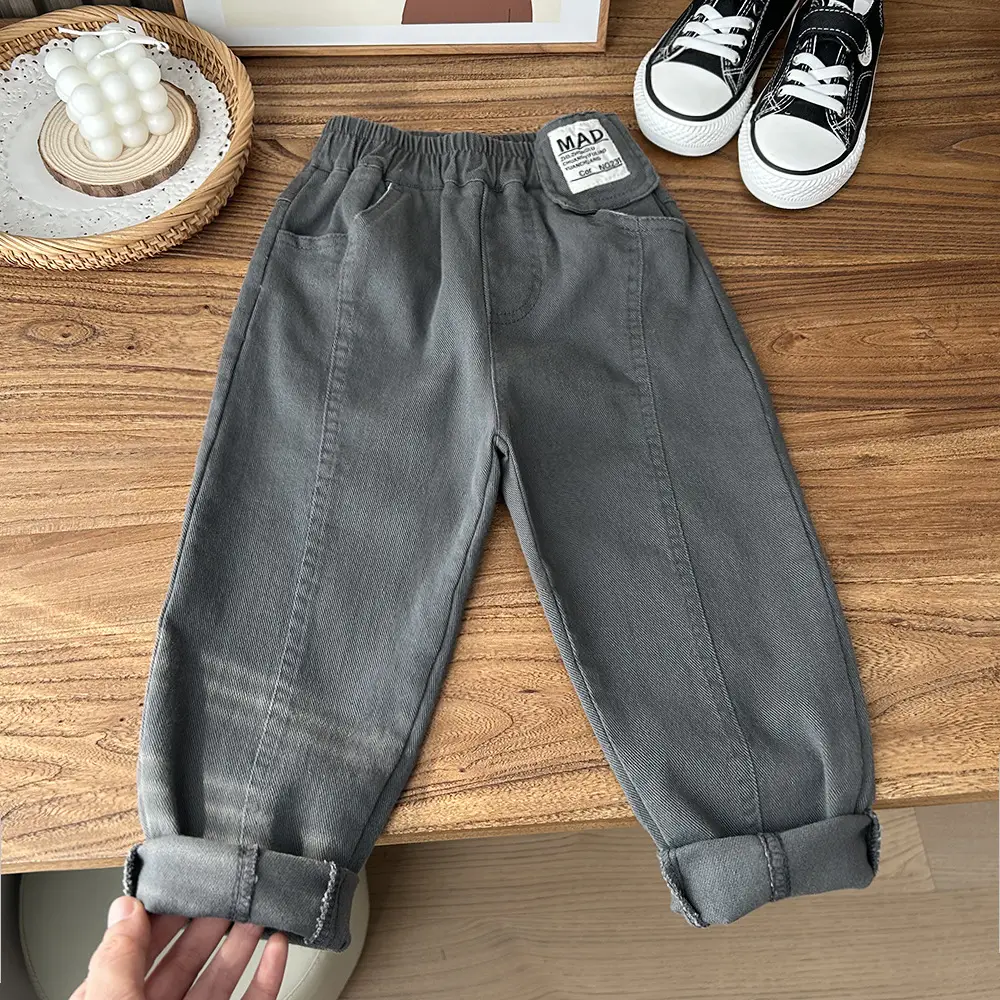 2025 Spring Boys Cotton Pants White Medium Large - Image 3