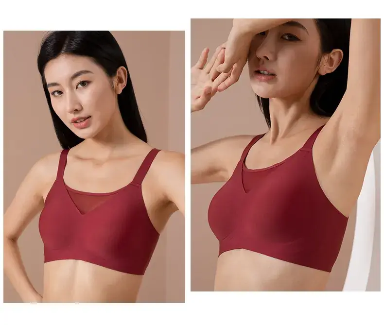 French Mesh Seamless Tube Top Large Adjustable Push Up Bra — feature 25